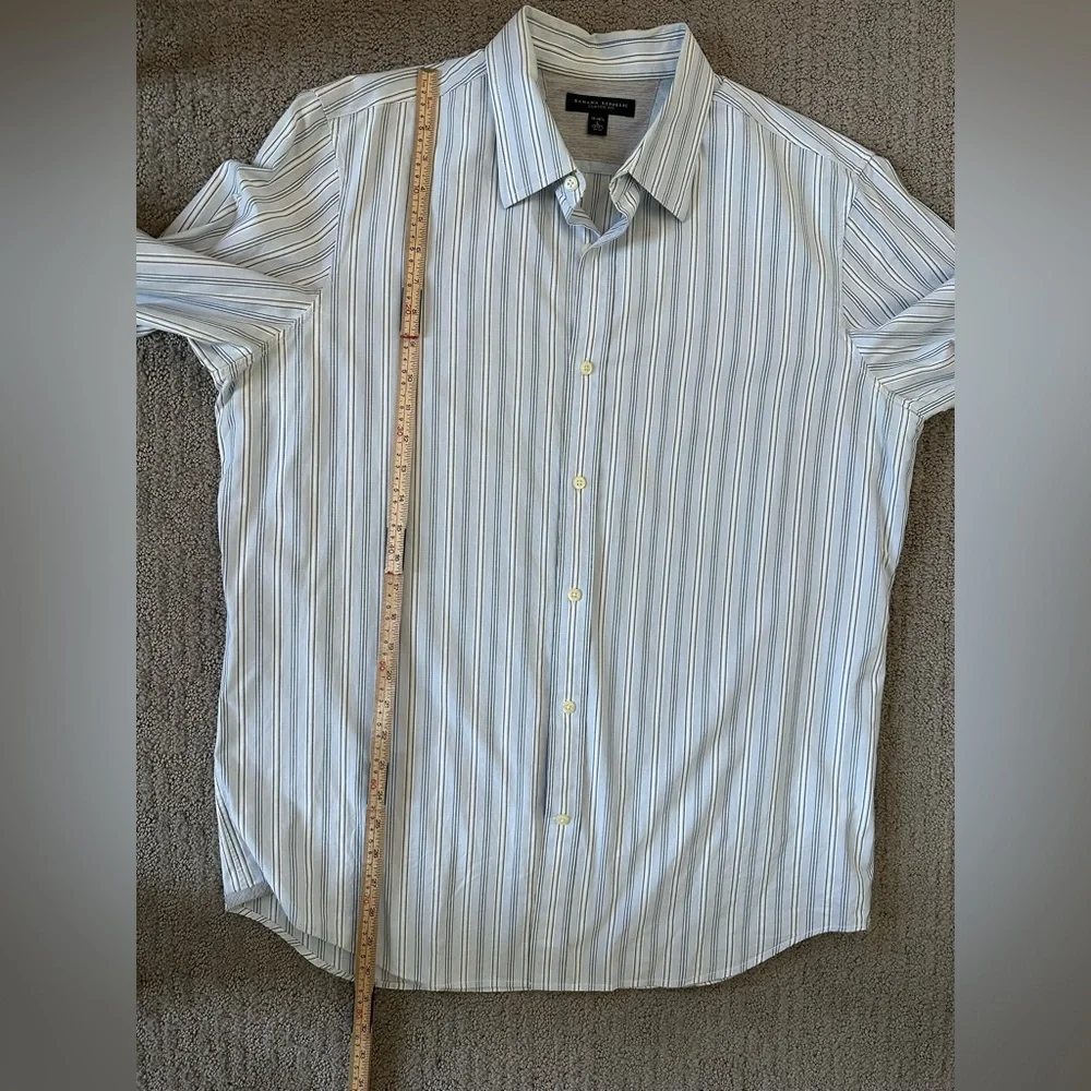 Banana Republic Classic Fit Blue White Stripe Dress Shirt Large